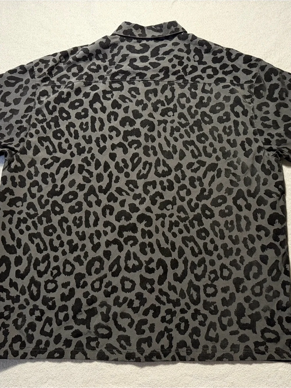 Baroque Gold Animal Print Button Down Shirt Men’s 3XL Gray Black Short Sleeve - Picture 4 of 6